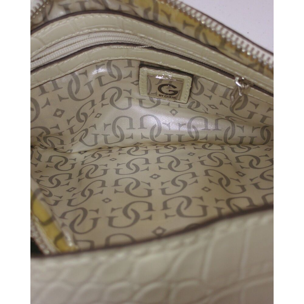 NWT Guess Lindsey Mini Wristlet Clutch White Black Bow Croc Patent Wallet Y2K - Picture 8 of 9